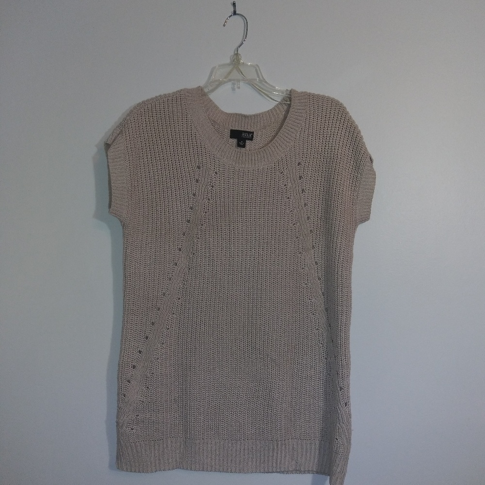 Tan long sweater, short sleeve